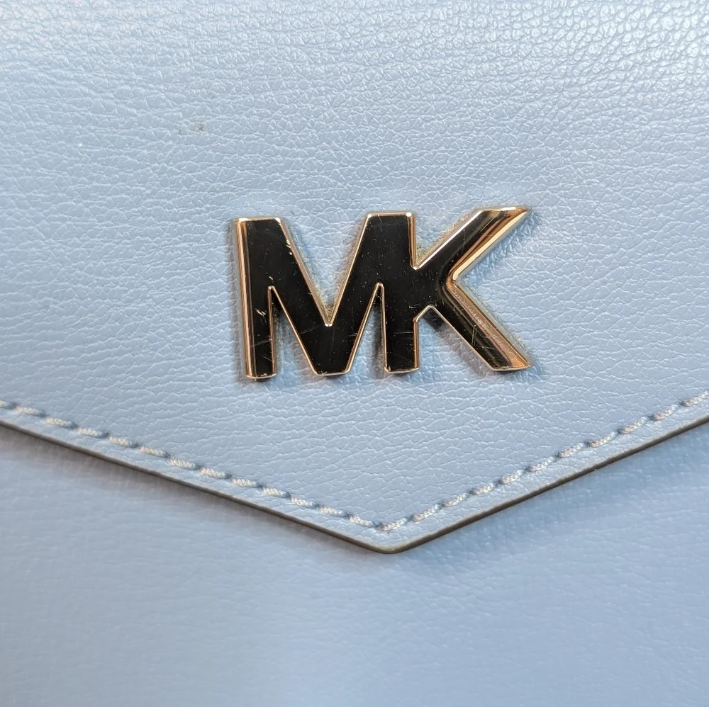 Michael Kors Mott French Blue Crossbody Large Clutch Purse EUC - Picture 2 of 14